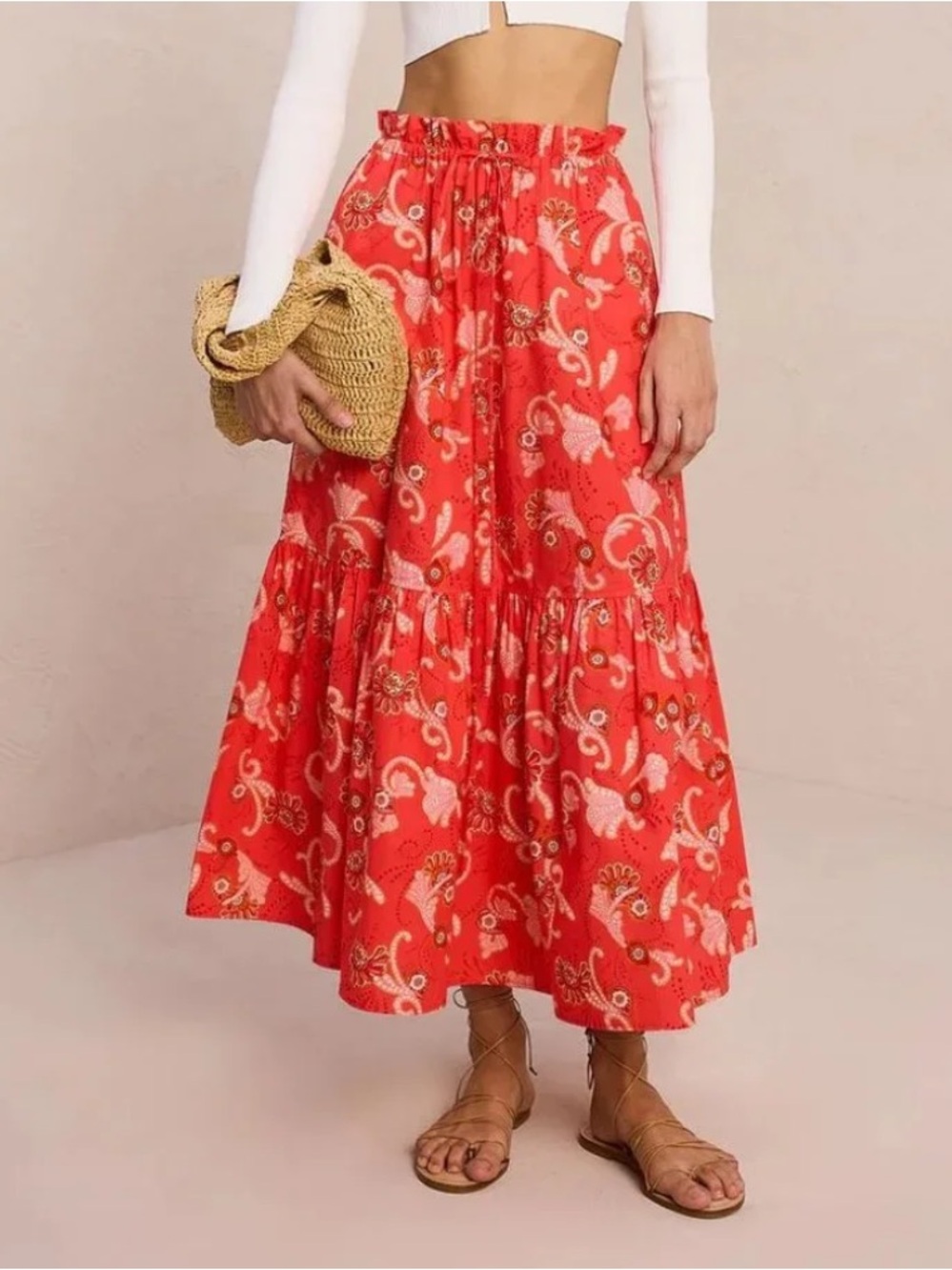 A.L.C Francis Cotton Tiered Midi
Skirt in Calla Multi Sz 10